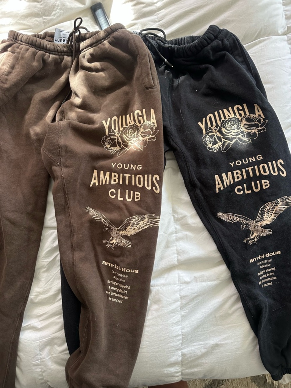 YoungLA Brown & Black Graphic Joggers